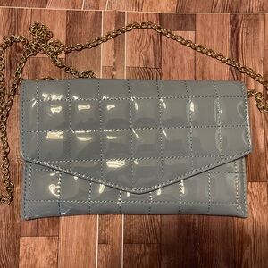 Source Unknown Glossy Gray Quilted Clutch